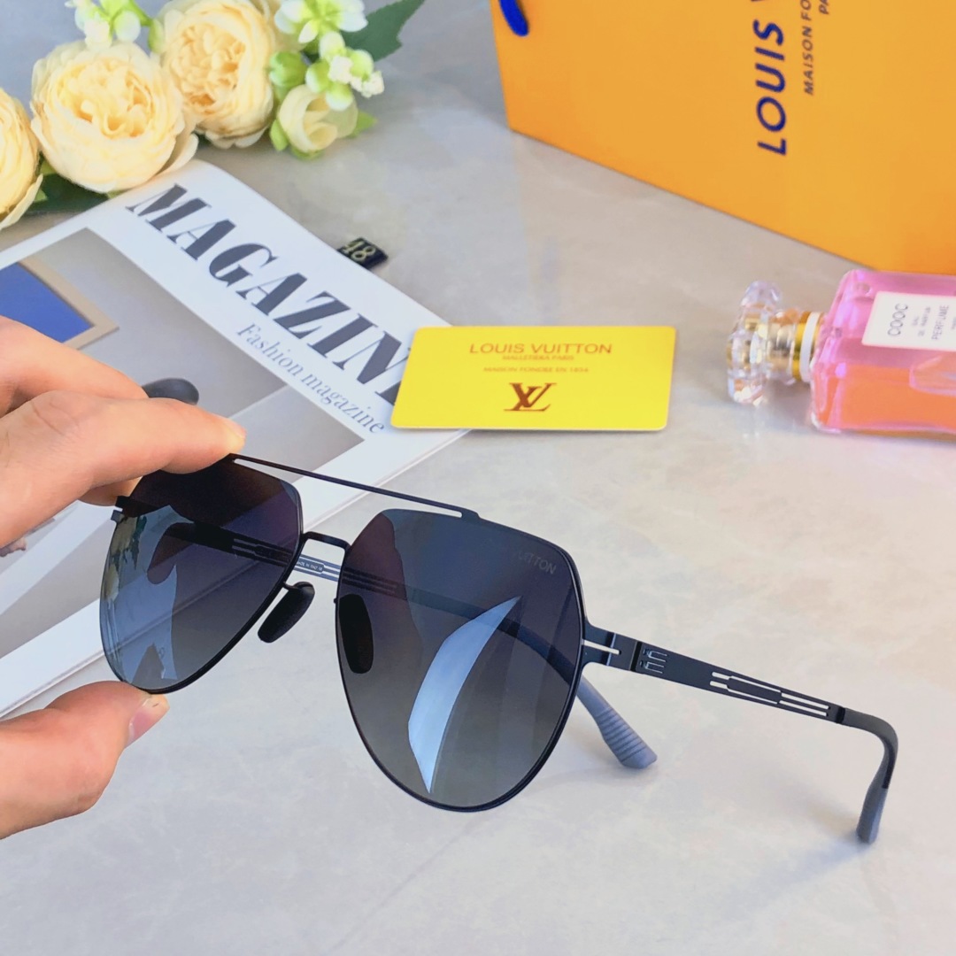 。。LOUISVUITTO*夏季新款偏光太阳镜男士欧美双梁飞行员墨镜尼龙户外钓鱼蛤蟆眼镜