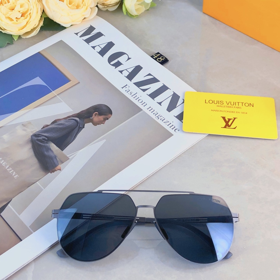 。。LOUISVUITTO*夏季新款偏光太阳镜男士欧美双梁飞行员墨镜尼龙户外钓鱼蛤蟆眼镜