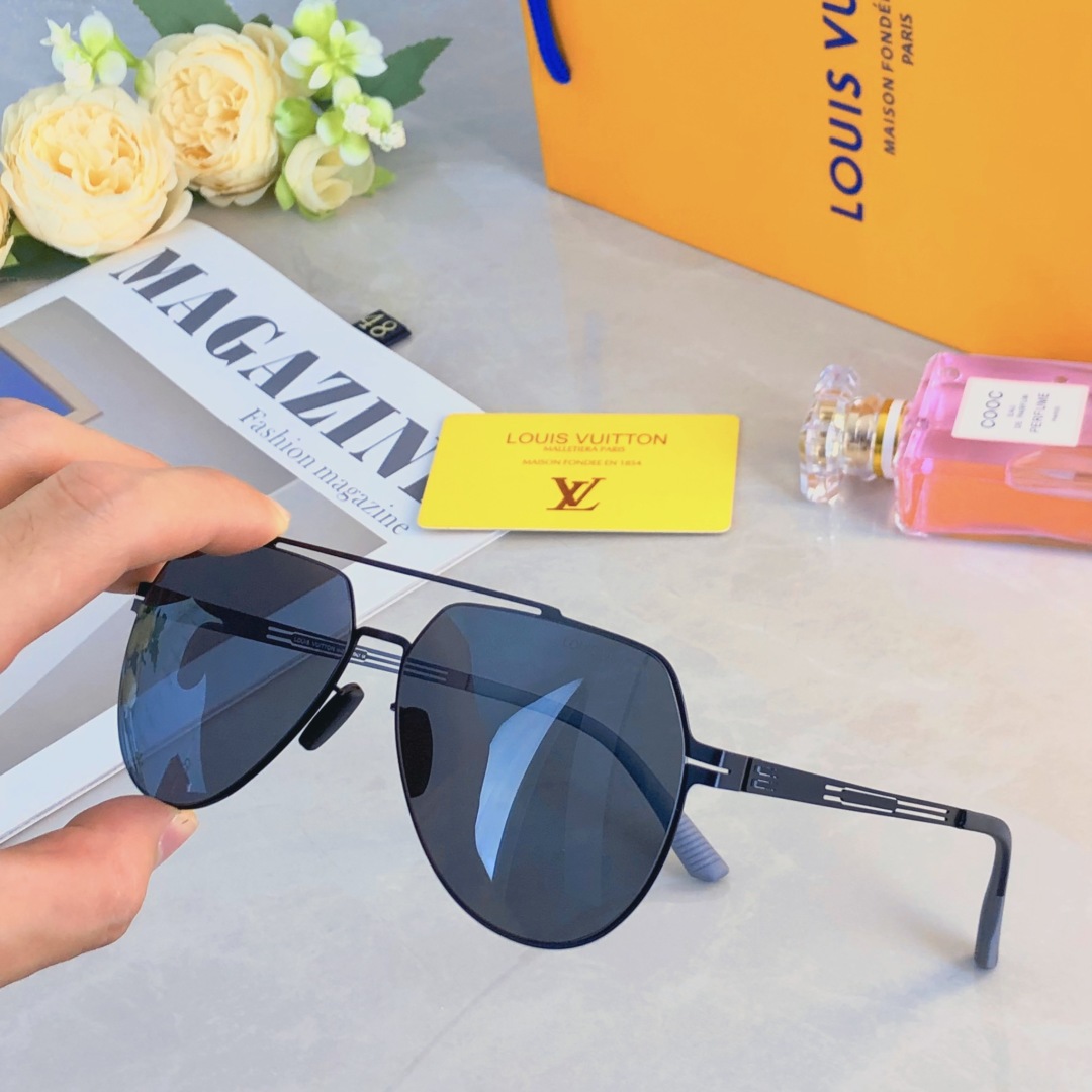 。。LOUISVUITTO*夏季新款偏光太阳镜男士欧美双梁飞行员墨镜尼龙户外钓鱼蛤蟆眼镜