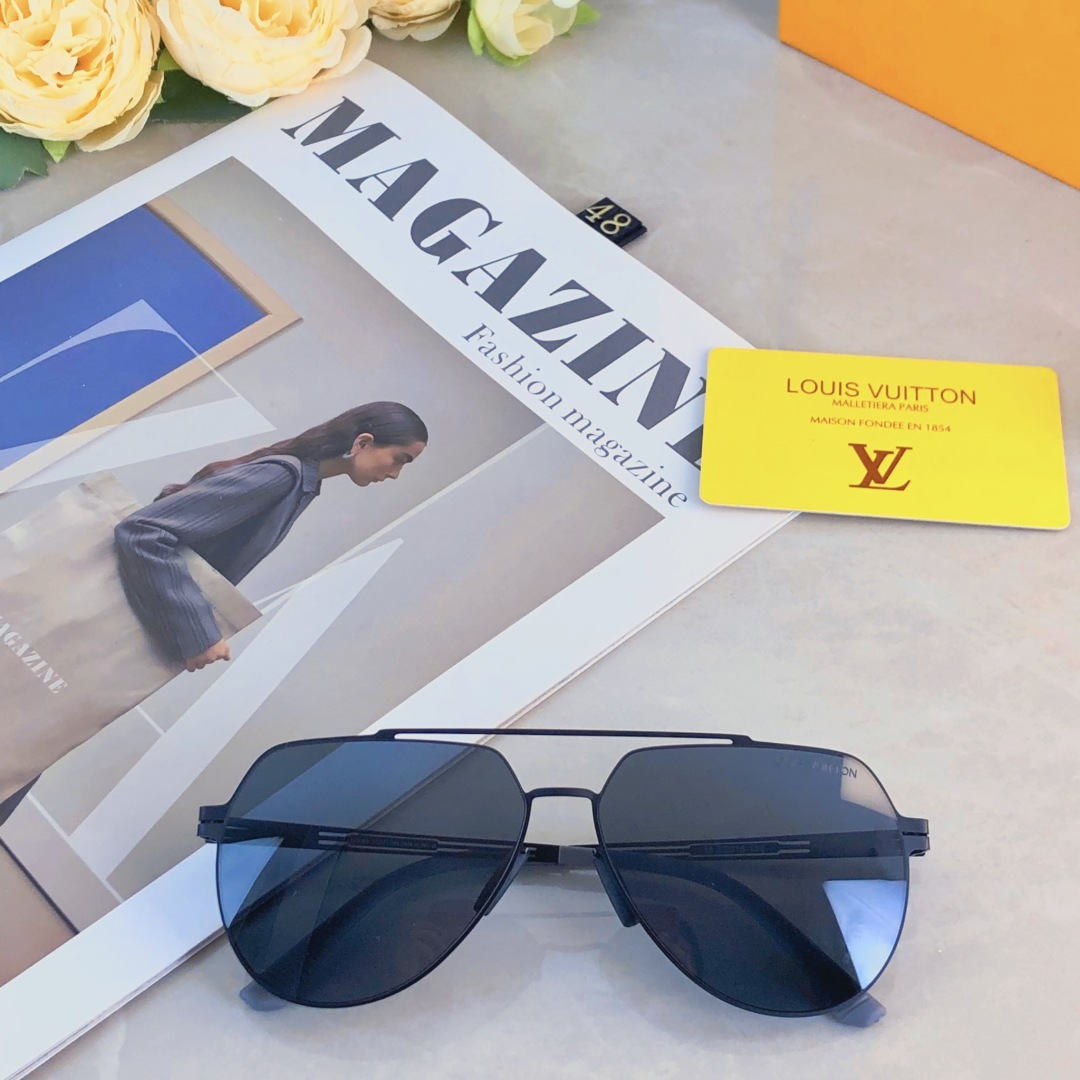 。。LOUISVUITTO*夏季新款偏光太阳镜男士欧美双梁飞行员墨镜尼龙户外钓鱼蛤蟆眼镜