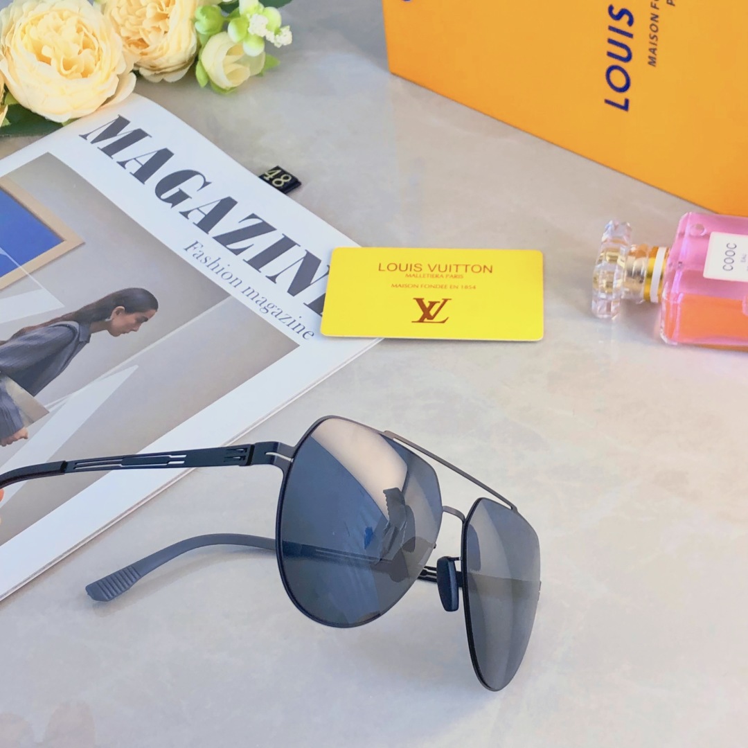 。。LOUISVUITTO*夏季新款偏光太阳镜男士欧美双梁飞行员墨镜尼龙户外钓鱼蛤蟆眼镜