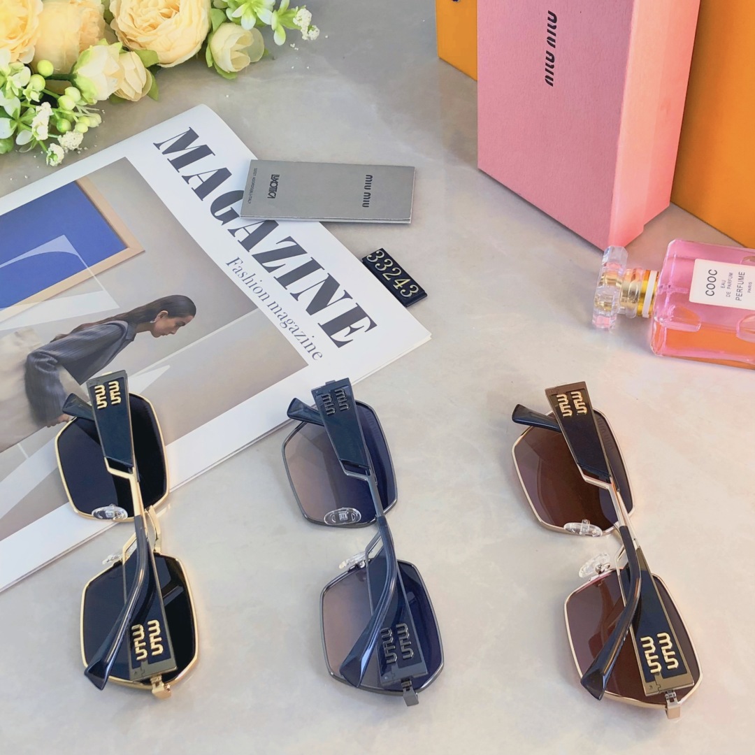 。。MIUMI*大牌同款复古太阳眼镜女多边形显瘦高级感金属朋克风蹦迪墨镜