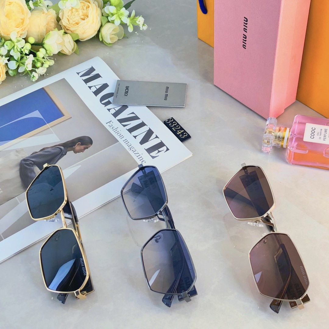 。。MIUMI*大牌同款复古太阳眼镜女多边形显瘦高级感金属朋克风蹦迪墨镜