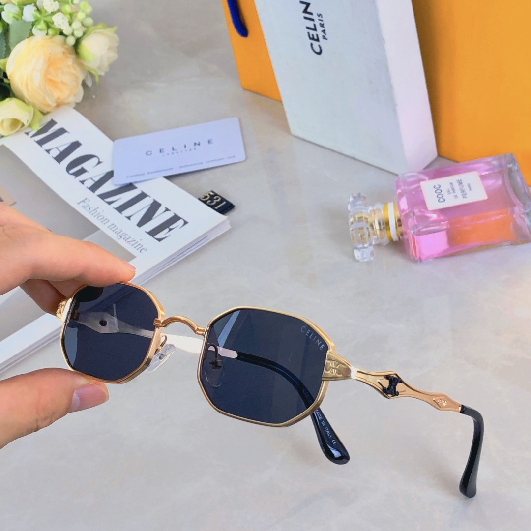 。。CELIN*复古金属方形小框太阳镜高级感防紫外线时尚潮流墨镜个性