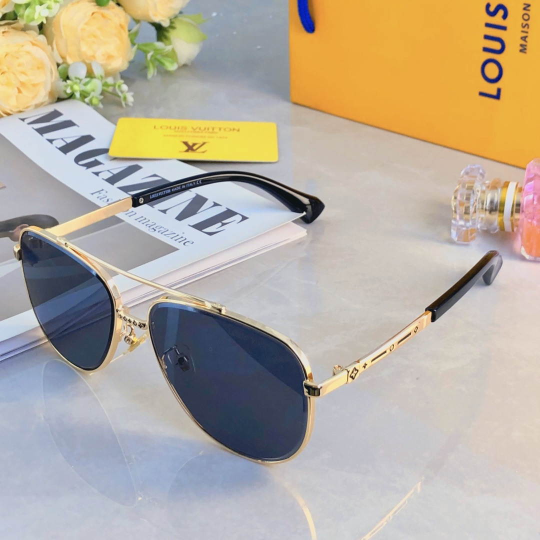 。。LOUISVUITTO*复古金属时尚飞行员蛤蟆镜个性双梁男士墨镜防紫外线太阳镜潮