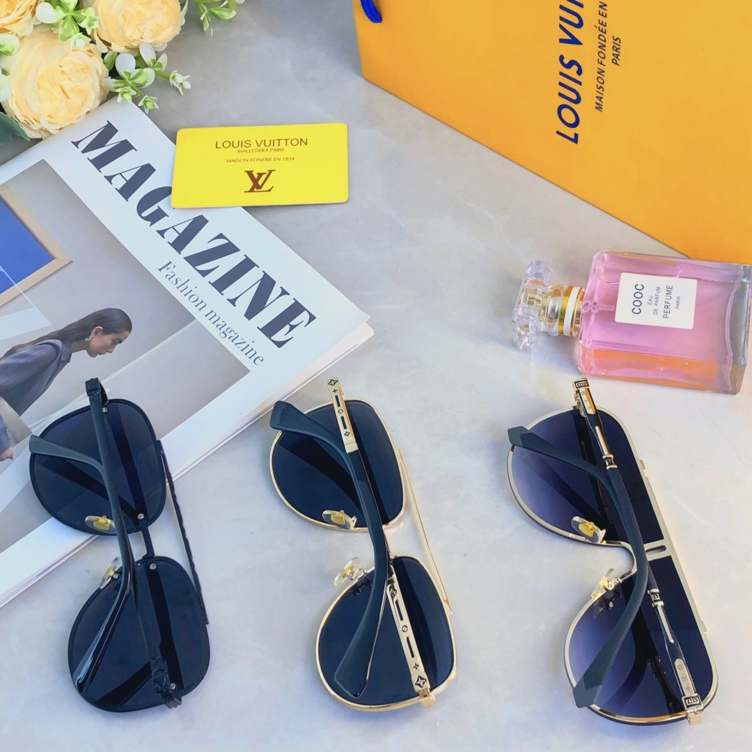 。。LOUISVUITTO*复古金属时尚飞行员蛤蟆镜个性双梁男士墨镜防紫外线太阳镜潮