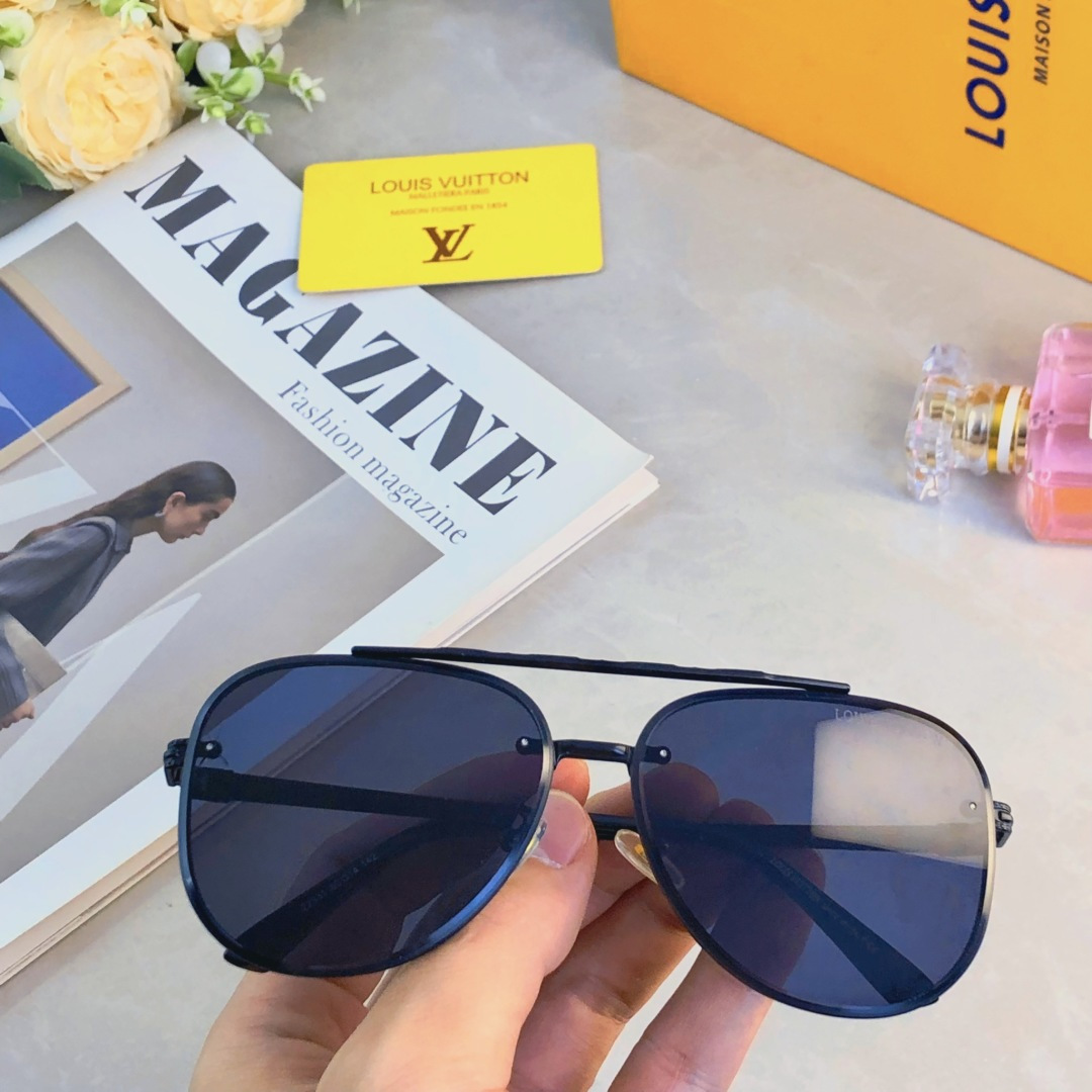 。。LOUISVUITTO*复古金属时尚飞行员蛤蟆镜个性双梁男士墨镜防紫外线太阳镜潮