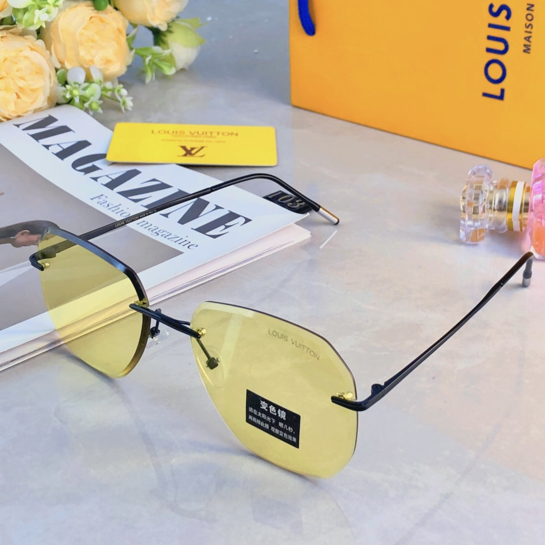 。。LOUISVUITTO*高清尼龙偏光太阳镜变色镜无框太阳镜眼镜钓鱼墨镜一镜两用