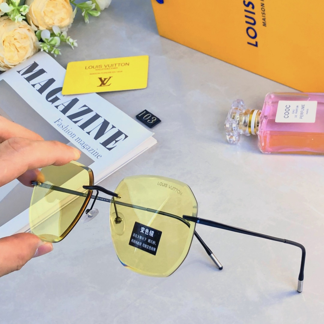 。。LOUISVUITTO*高清尼龙偏光太阳镜变色镜无框太阳镜眼镜钓鱼墨镜一镜两用