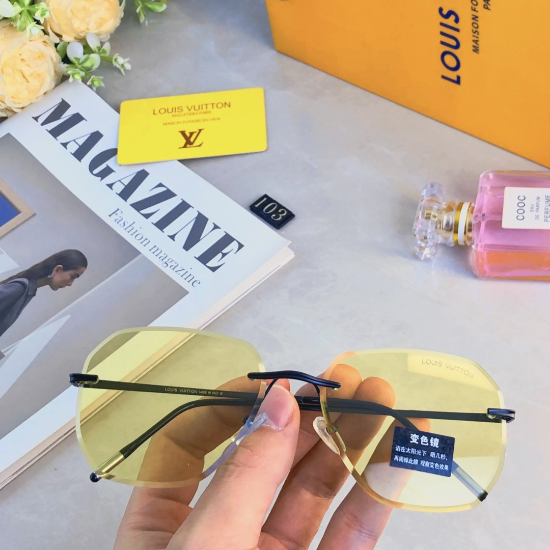 。。LOUISVUITTO*高清尼龙偏光太阳镜变色镜无框太阳镜眼镜钓鱼墨镜一镜两用
