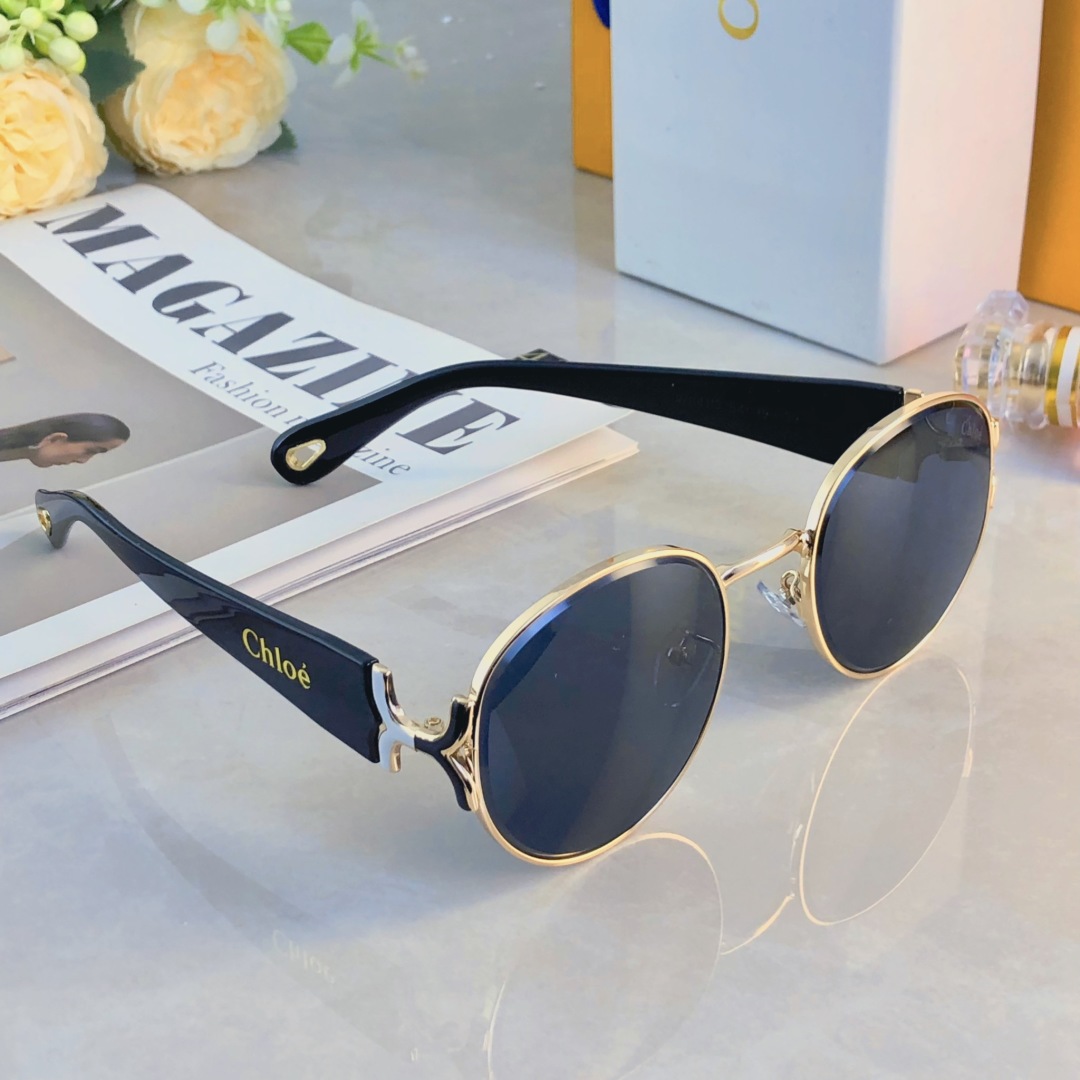 。。CHIO*欧美椭圆框墨镜女高级感时髦眼镜女开车防紫外线拍照太阳镜潮装饰