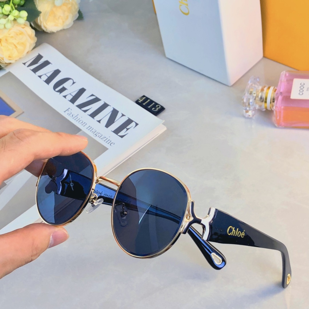。。CHIO*欧美椭圆框墨镜女高级感时髦眼镜女开车防紫外线拍照太阳镜潮装饰