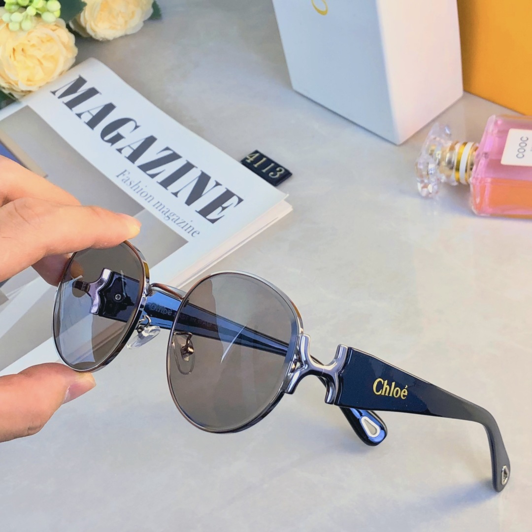 。。CHIO*欧美椭圆框墨镜女高级感时髦眼镜女开车防紫外线拍照太阳镜潮装饰