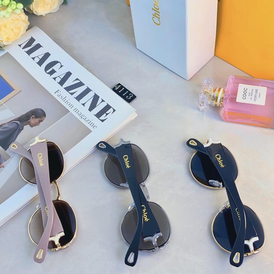 。。CHIO*欧美椭圆框墨镜女高级感时髦眼镜女开车防紫外线拍照太阳镜潮装饰