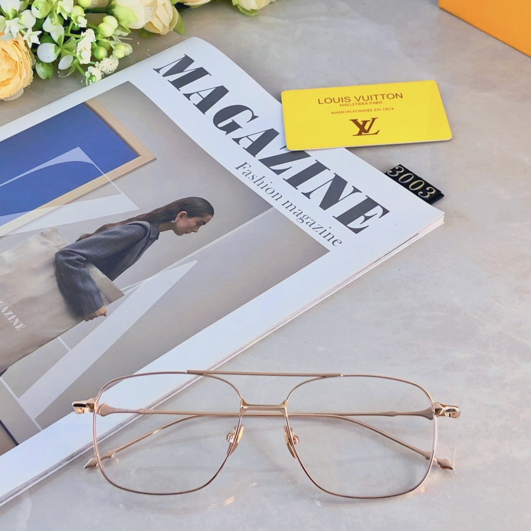 。。LOUISVUITTO*檀健次同款眼镜框近视可配度数双梁复古纯钛方框银丝眼镜架