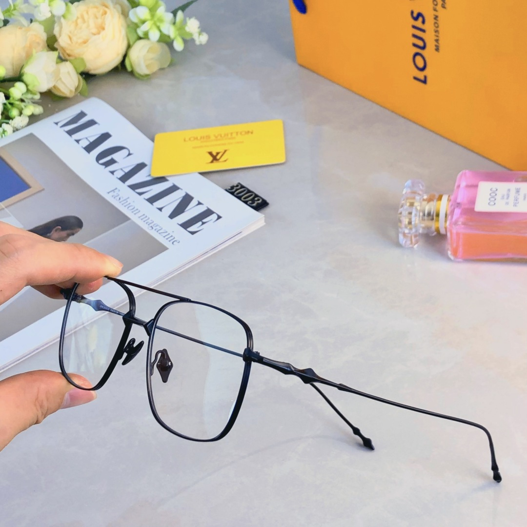 。。LOUISVUITTO*檀健次同款眼镜框近视可配度数双梁复古纯钛方框银丝眼镜架