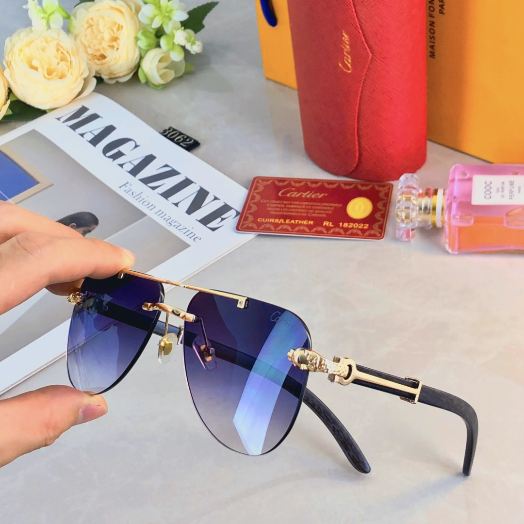 。。Cartie*欧美复古潮流大框切边墨镜男女潮个性木纹镜腿镶嵌太阳眼镜蛤蟆镜