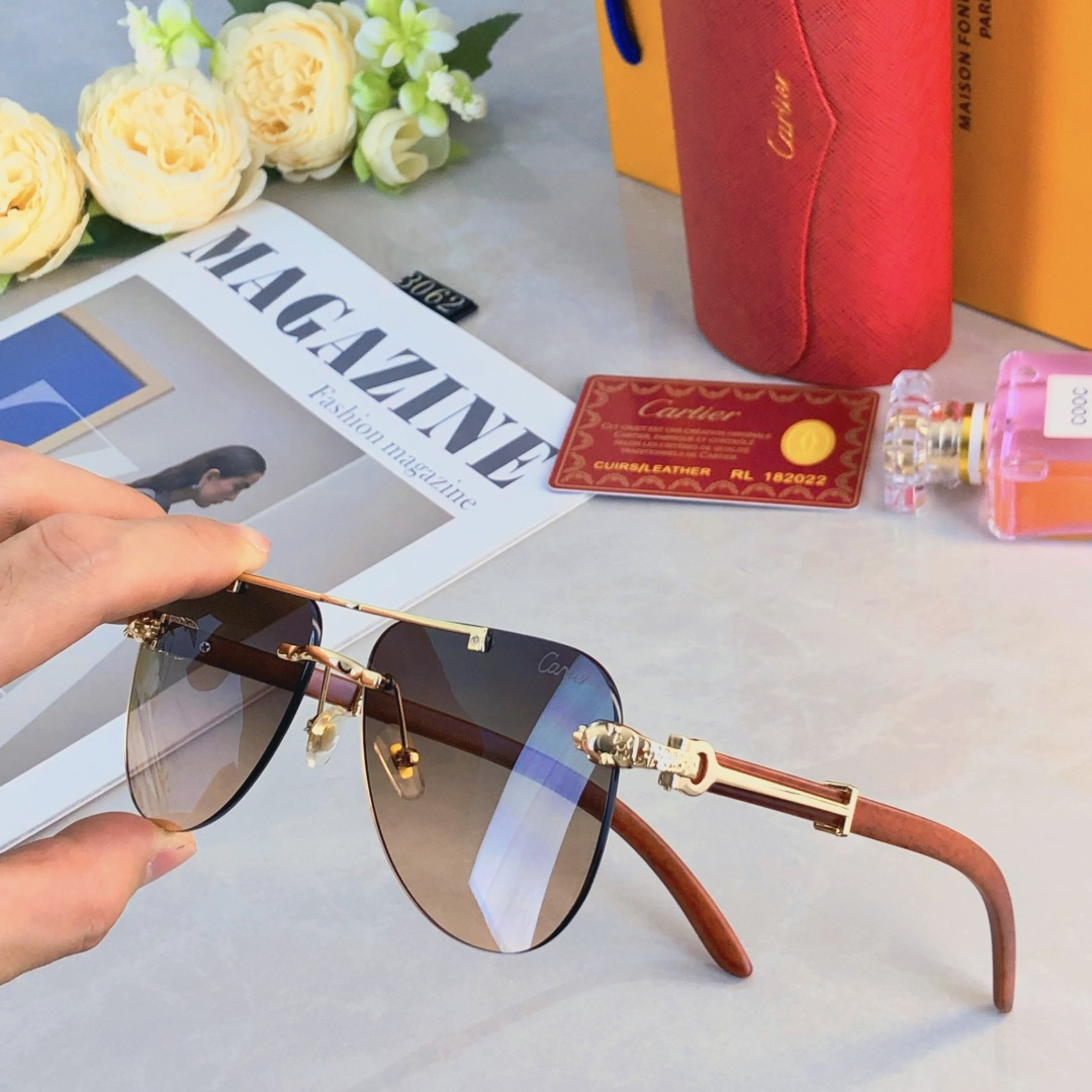 。。Cartie*欧美复古潮流大框切边墨镜男女潮个性木纹镜腿镶嵌太阳眼镜蛤蟆镜