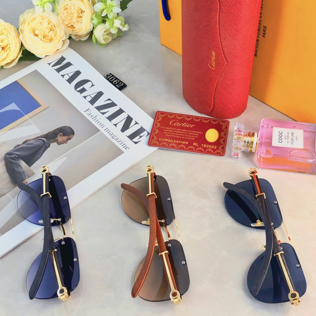 。。Cartie*欧美复古潮流大框切边墨镜男女潮个性木纹镜腿镶嵌太阳眼镜蛤蟆镜