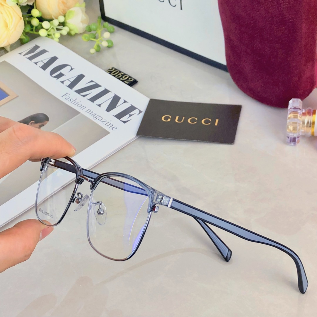 。。Gucc*2025新款款经典商务男士休闲眼镜男可配度数近视眼镜半框斯文痞帅