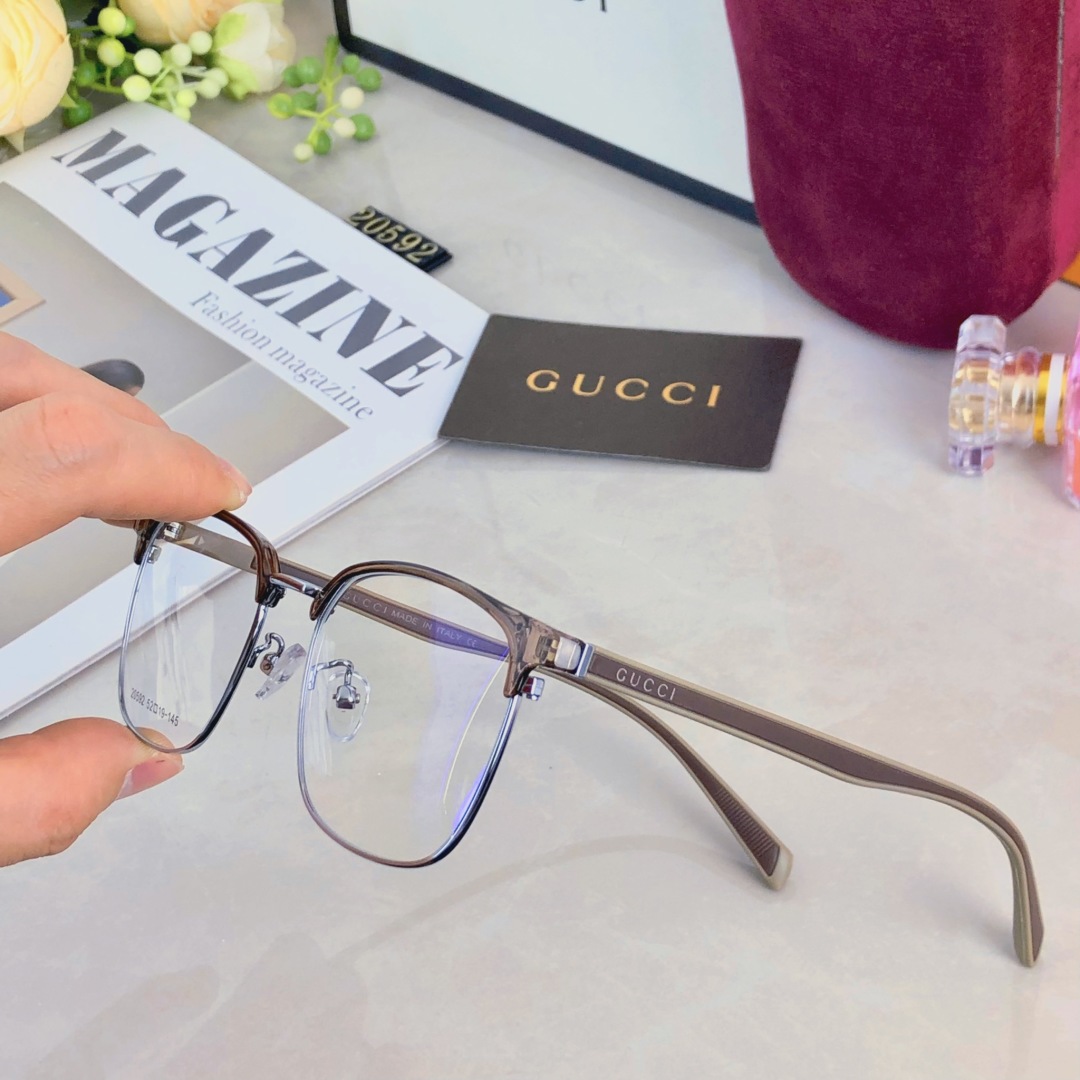 。。Gucc*2025新款款经典商务男士休闲眼镜男可配度数近视眼镜半框斯文痞帅