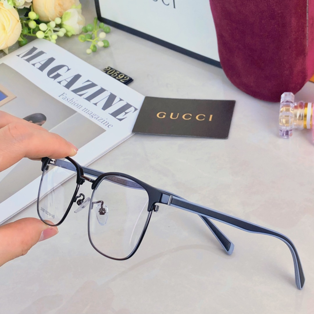 。。Gucc*2025新款款经典商务男士休闲眼镜男可配度数近视眼镜半框斯文痞帅