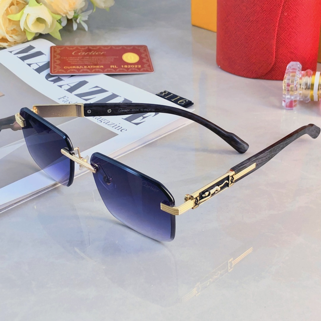 。。Cartie*欧美明星复古潮流方形无框切边墨镜男女潮网红个性太阳眼镜