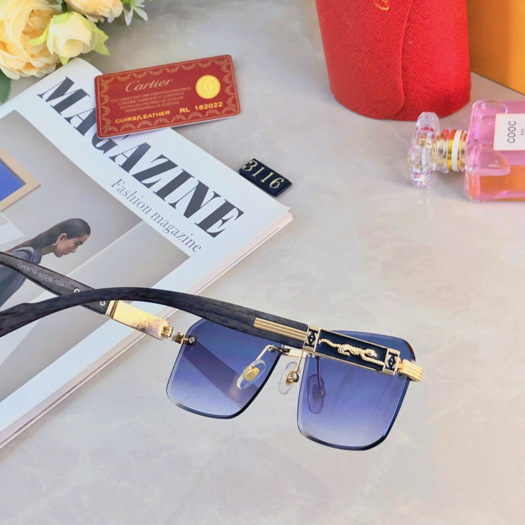。。Cartie*欧美明星复古潮流方形无框切边墨镜男女潮网红个性太阳眼镜