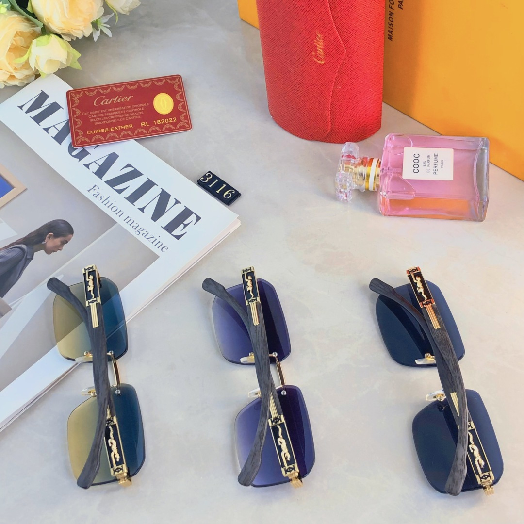 。。Cartie*欧美明星复古潮流方形无框切边墨镜男女潮网红个性太阳眼镜