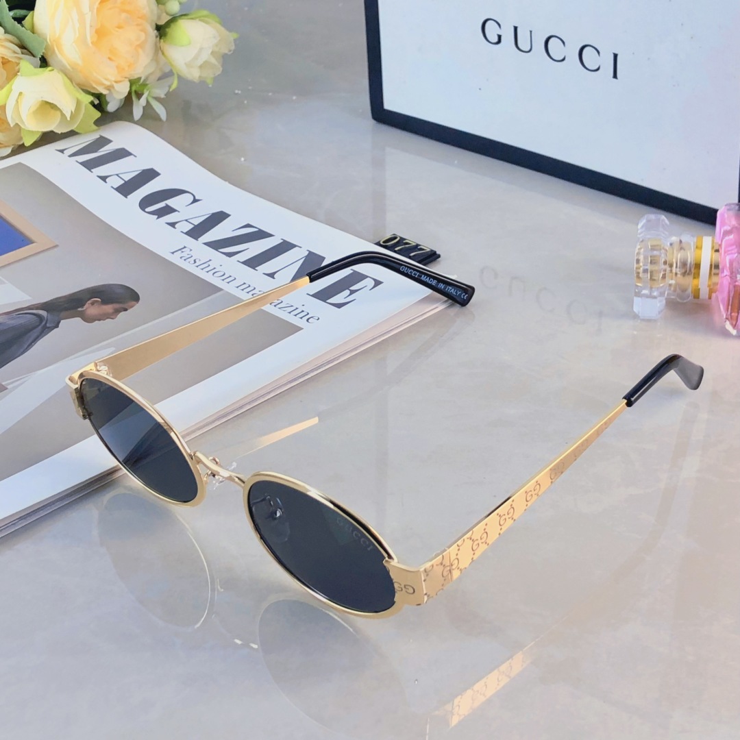 。。Gucc*2025新款Lisa同款墨镜女椭圆形法式复古风小红书小框时尚太阳镜