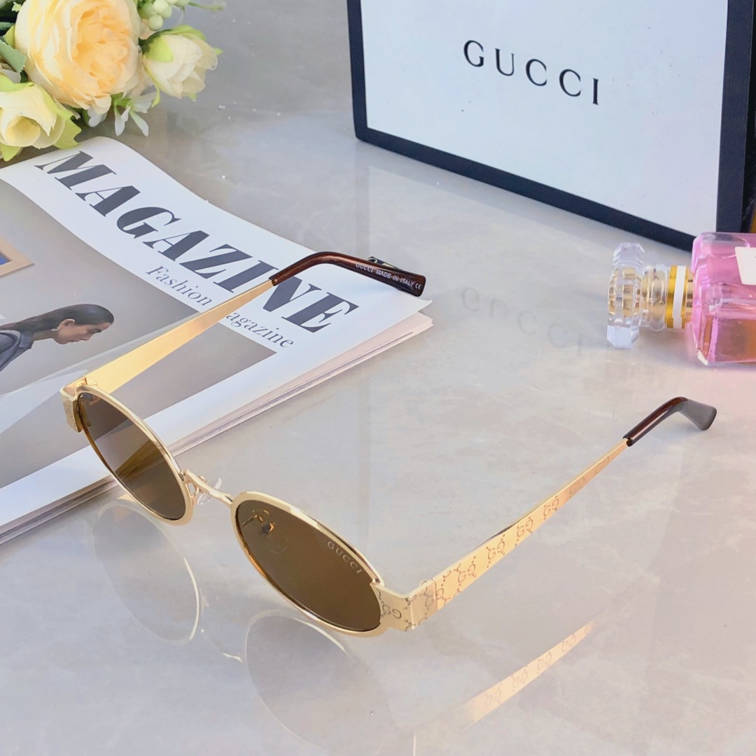 。。Gucc*2025新款Lisa同款墨镜女椭圆形法式复古风小红书小框时尚太阳镜