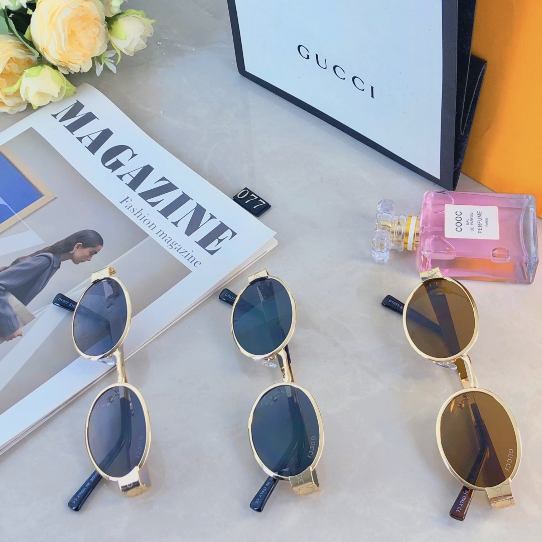 。。Gucc*2025新款Lisa同款墨镜女椭圆形法式复古风小红书小框时尚太阳镜