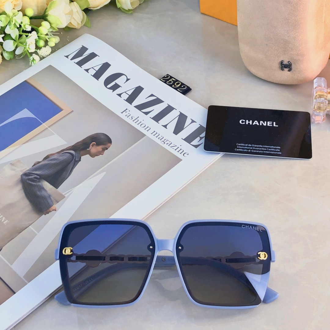 。。Chane*太阳镜女2025年新款网红小香风夏季显脸小偏光眼镜防紫外线墨镜女