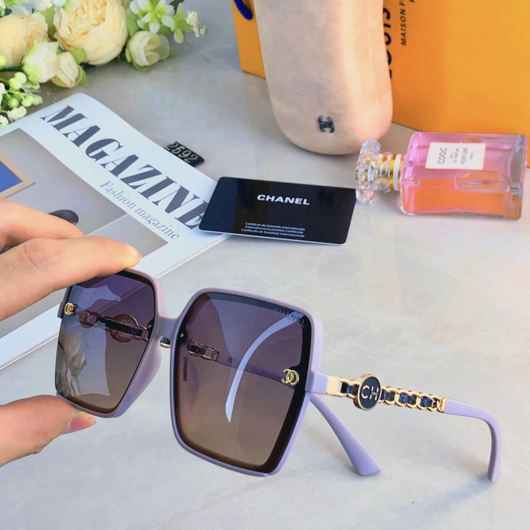 。。Chane*太阳镜女2025年新款网红小香风夏季显脸小偏光眼镜防紫外线墨镜女
