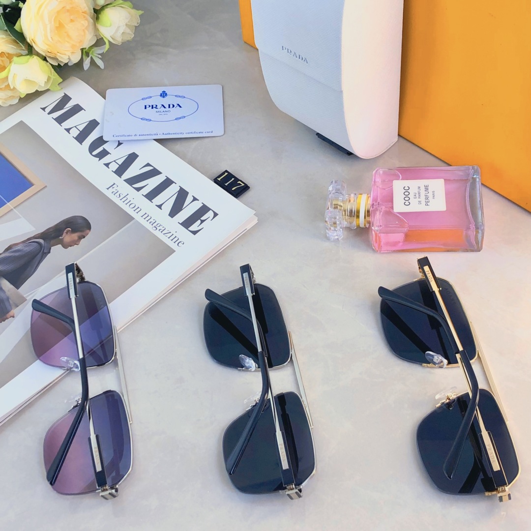 。。Prad*复古痞帅双梁金属墨镜高端商务风格UV400防晒防紫外线太阳镜