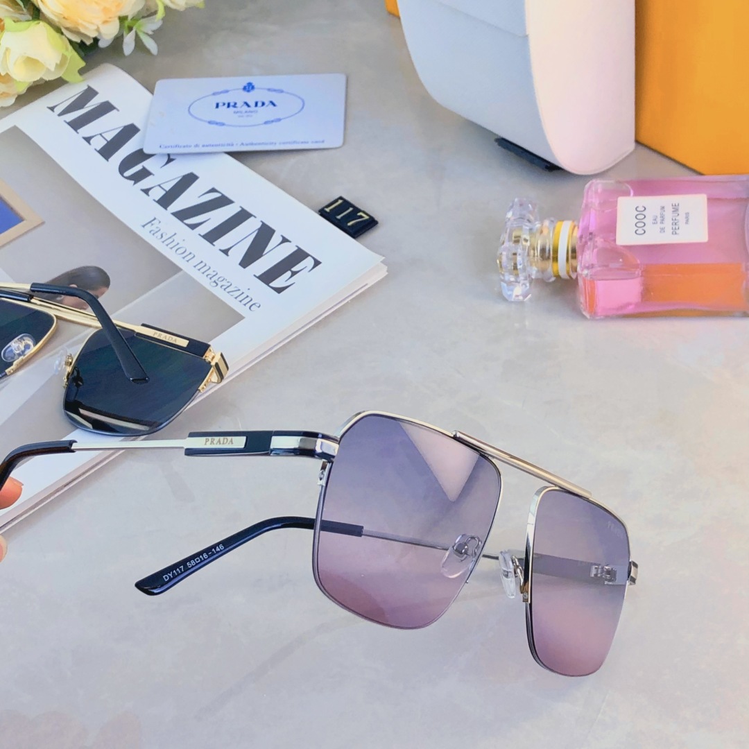 。。Prad*复古痞帅双梁金属墨镜高端商务风格UV400防晒防紫外线太阳镜
