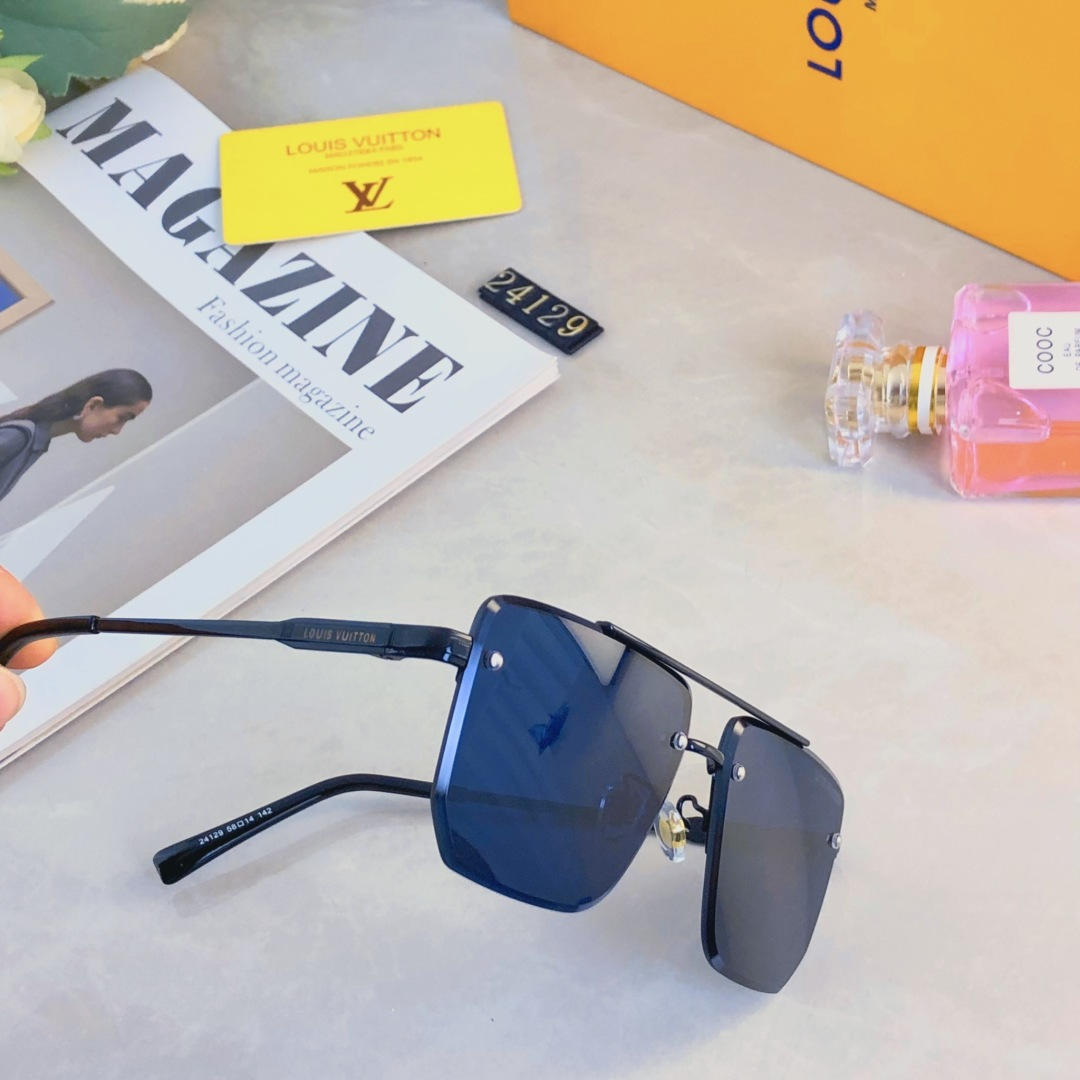 。。Louis vuitto*网红时尚双梁飞行员式太阳眼镜男大框无框防强光防晒装饰墨潮镜女