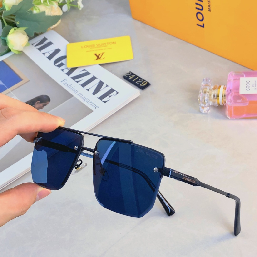 。。Louis vuitto*网红时尚双梁飞行员式太阳眼镜男大框无框防强光防晒装饰墨潮镜女