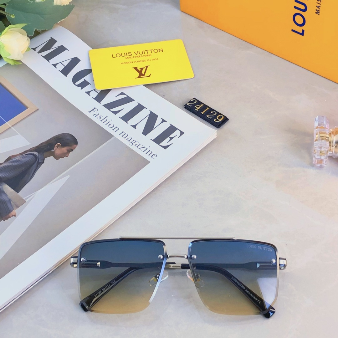 。。Louis vuitto*网红时尚双梁飞行员式太阳眼镜男大框无框防强光防晒装饰墨潮镜女