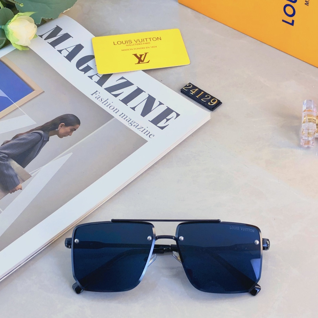 。。Louis vuitto*网红时尚双梁飞行员式太阳眼镜男大框无框防强光防晒装饰墨潮镜女