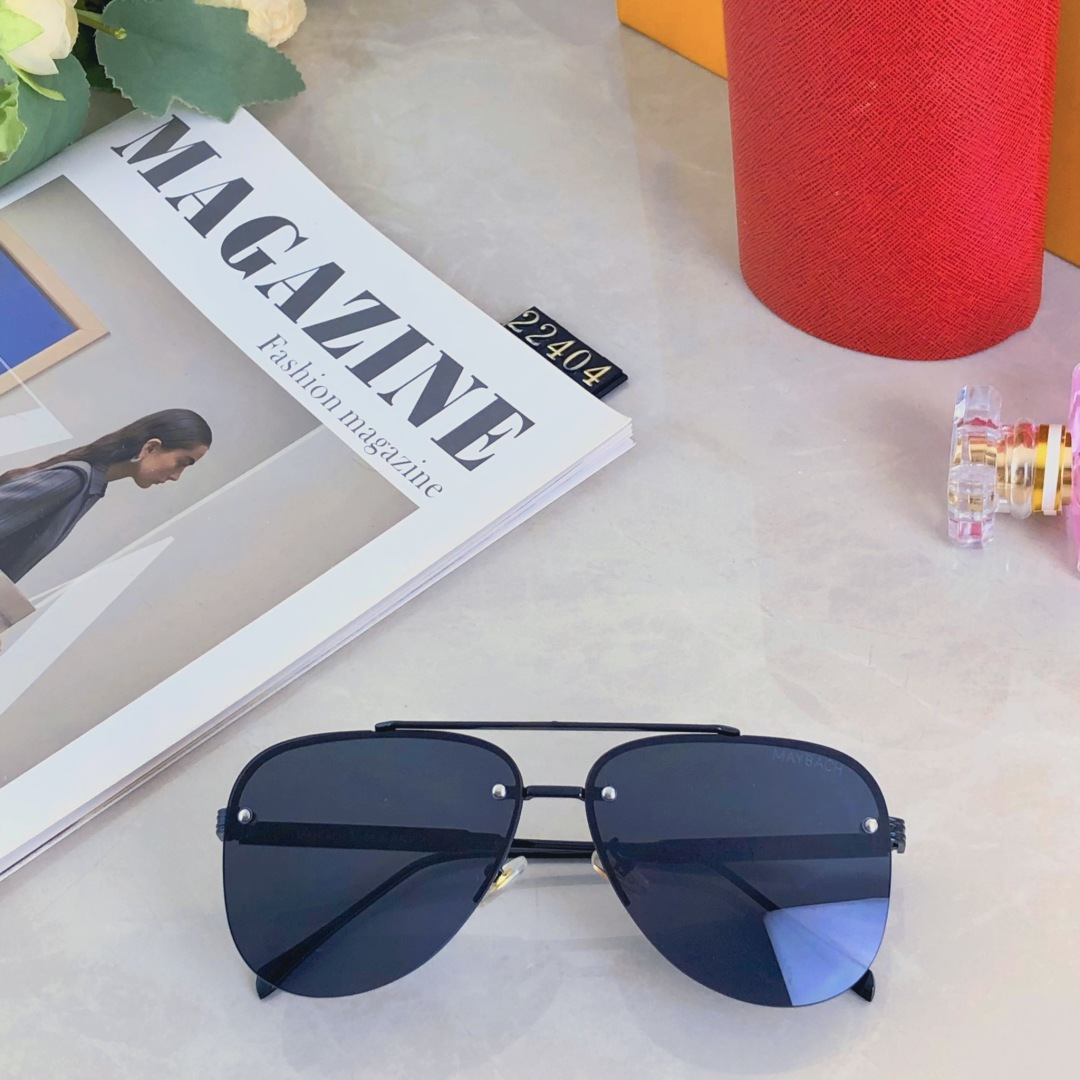 。。Maybac*2025新款欧美时尚无框蛤蟆太阳镜男个性潮流双梁防晒墨镜男款