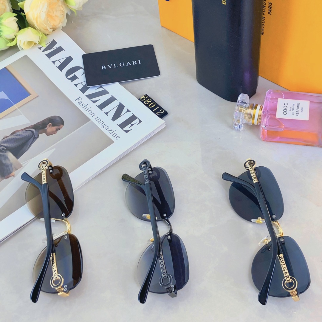 。。BVLGARI复古时尚无框墨镜女夏椭圆框港风辣妹街拍猫眼太阳镜遮阳小框眼镜