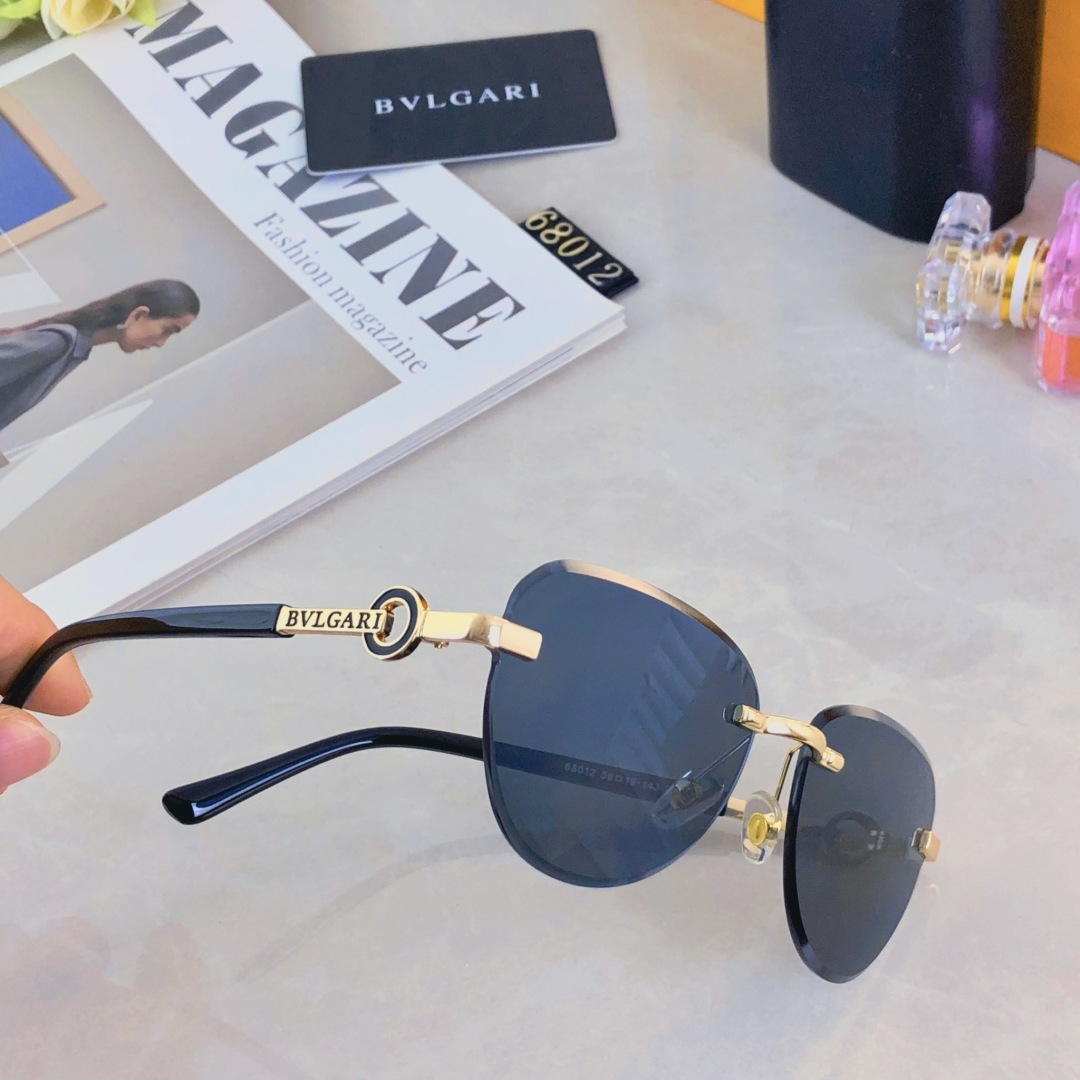 。。BVLGARI复古时尚无框墨镜女夏椭圆框港风辣妹街拍猫眼太阳镜遮阳小框眼镜