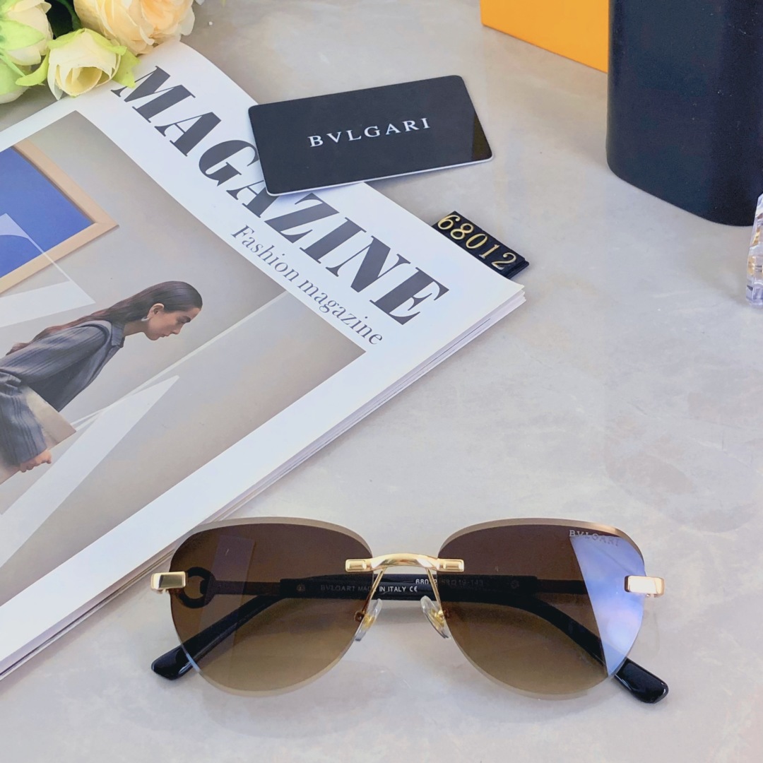 。。BVLGARI复古时尚无框墨镜女夏椭圆框港风辣妹街拍猫眼太阳镜遮阳小框眼镜