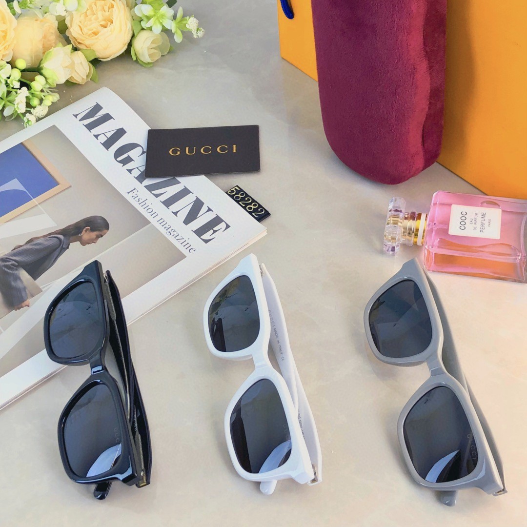 。。Gucc*2025新款墨镜女潮方框方圆脸显脸小高级感大框防紫外线太阳眼镜