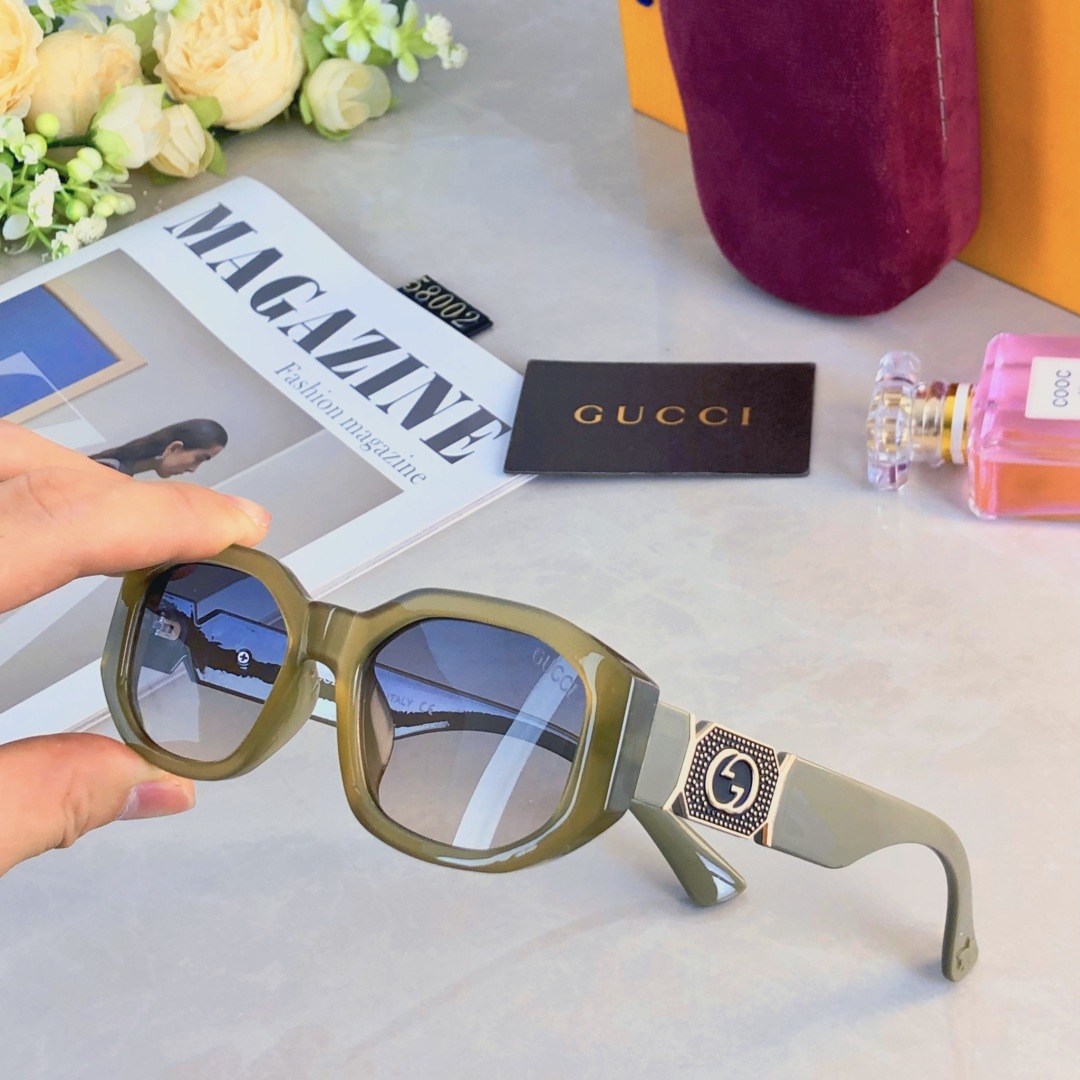 。。Gucc*欧美复古潮流椭圆形太阳眼镜男女潮个性时髦街拍墨镜