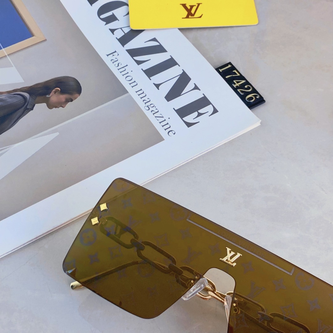 。。Louis vuitto*2025新款墨镜女高级感连体方框防紫外线海边拍照防晒太阳眼镜男款