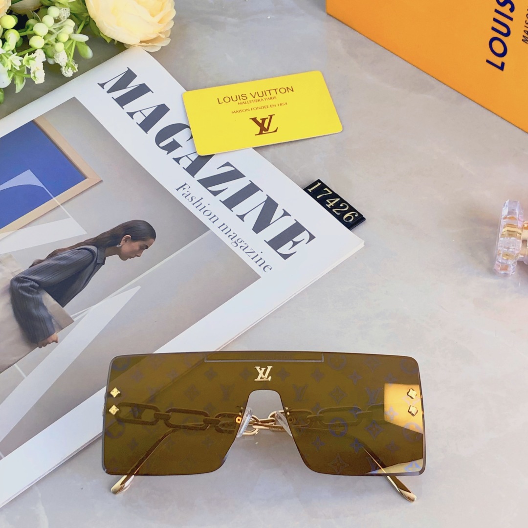 。。Louis vuitto*2025新款墨镜女高级感连体方框防紫外线海边拍照防晒太阳眼镜男款