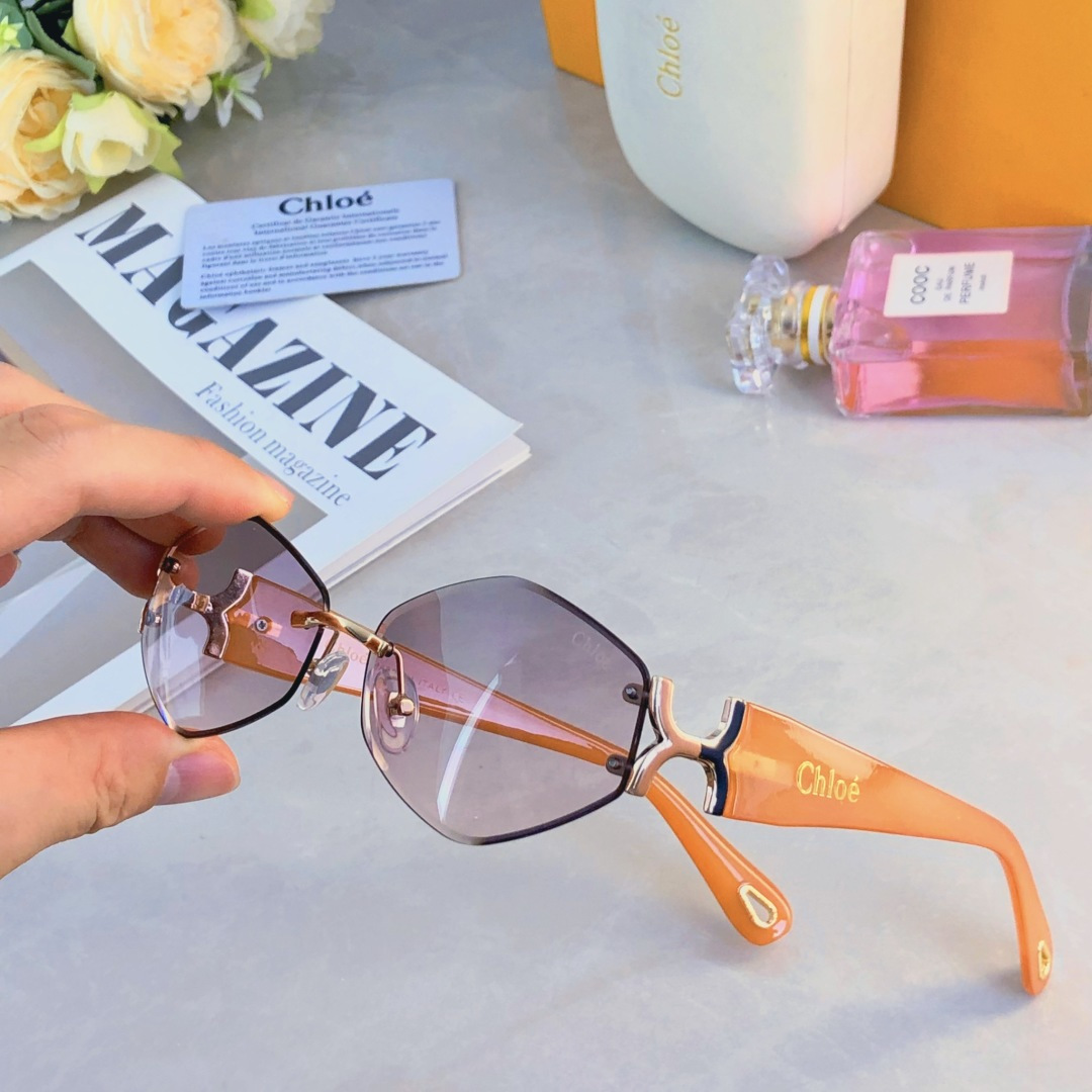 。。Chlo*2025新款欧美风太阳镜女高级感圆脸显瘦墨镜大框金属街拍遮阳眼镜