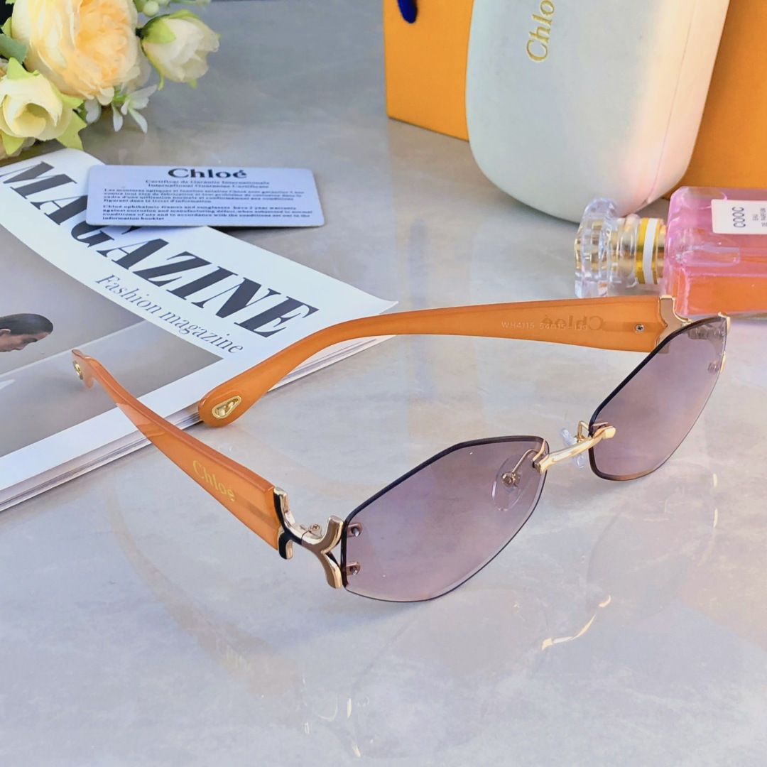 。。Chlo*2025新款欧美风太阳镜女高级感圆脸显瘦墨镜大框金属街拍遮阳眼镜
